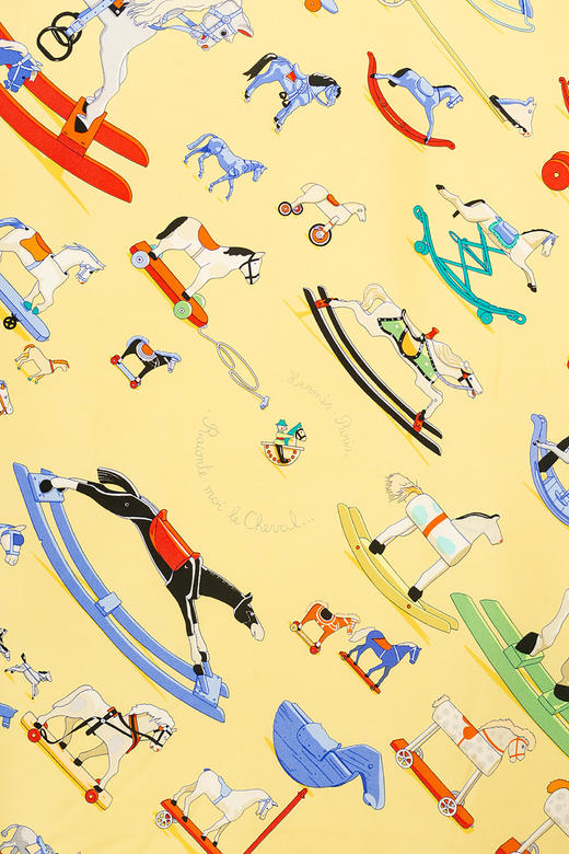 独角鹿西洋古董法国品牌斜纹方巾Raconte Moi Le Cheval-马的故事 商品图3