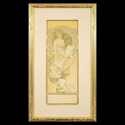 独角鹿西洋古董法国出品穆夏创作设计稀有版画《香槟日历》珍藏版 商品图0