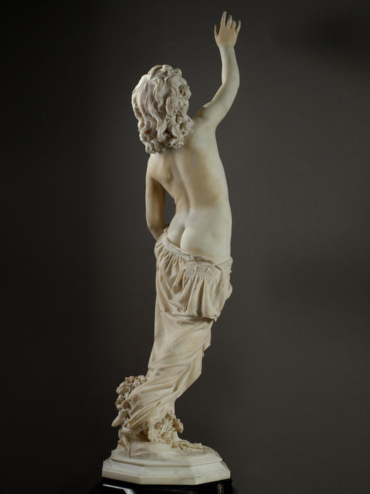 独角鹿西洋古董意大利雕塑家D. Barcaglia签名大理石雕塑《蝴蝶》 商品图3