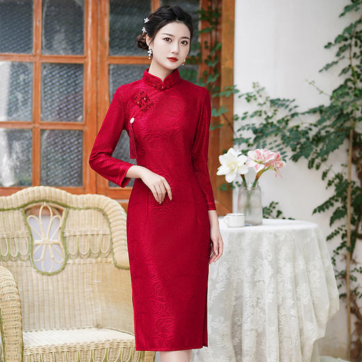 【毓秀】高档蕾丝花面料修身旗袍MX-70101 商品图1