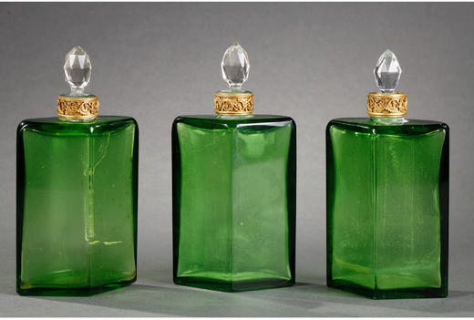 独角鹿西洋古董法国帝政风格桂冠火炬箭袋铜鎏金绿水晶香水瓶套装 商品图4