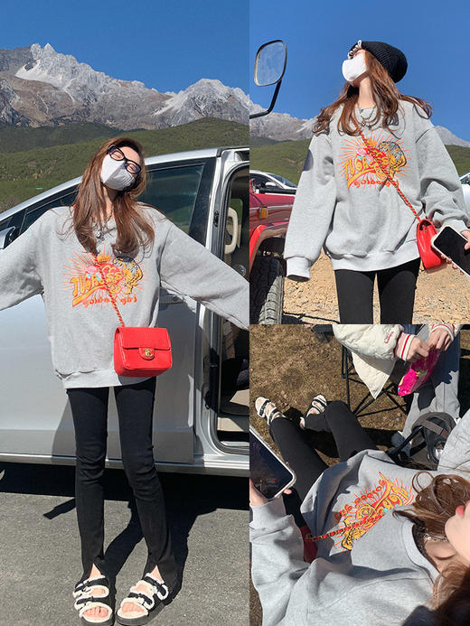 宽松韩版情侣款老虎印花新年衣服潮 商品图4