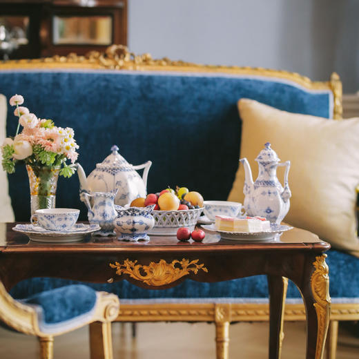 独角鹿西洋古董哥本哈根瓷窑唐草系列手绘植物瓷器双人茶具套装 商品图0