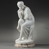 独角鹿西洋古董意大利雕塑家签名白色大理石雕塑沉思的年轻女子 商品缩略图4