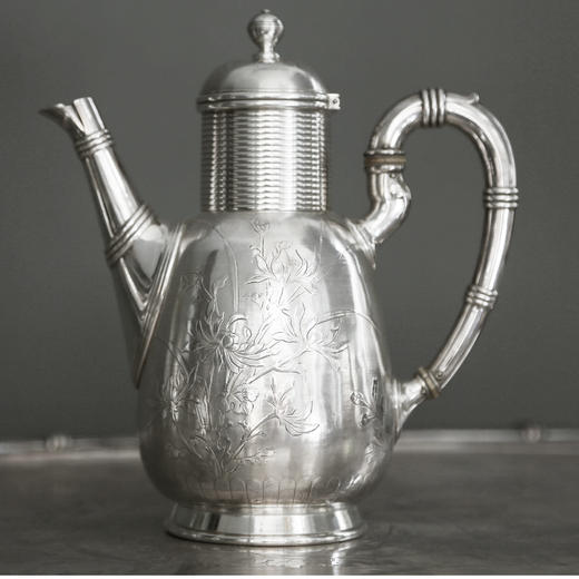 独角鹿西洋古董银器Christofle昆庭花卉Bambou竹节款下午茶套装 商品图1