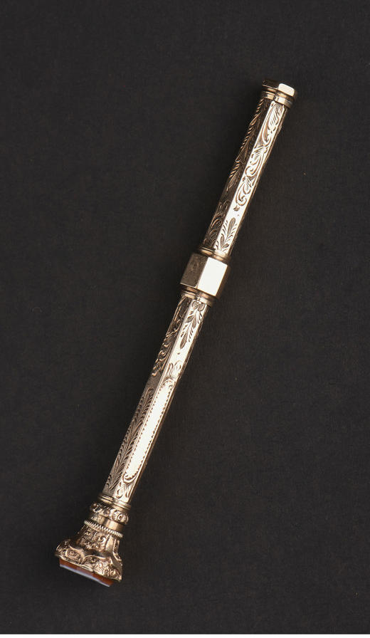 独角鹿西洋古董英国维多利亚时期出品K金雕花可伸缩铅笔 商品图1