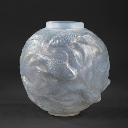 独角鹿西洋古董摆件法国LALIQUE莱俪FORMOSE锦鲤款欧泊水晶花瓶 商品图0