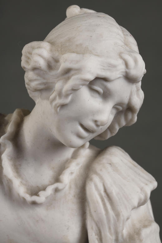 独角鹿西洋古董法国雕塑家创作塞弗尔瓷窑素胎瓷雕塑歌唱的舞者 商品图4