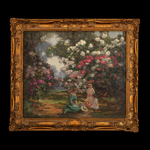 独角鹿西洋古董油画英国艺术家Augustus W. Enness作品《邱园》 商品图0