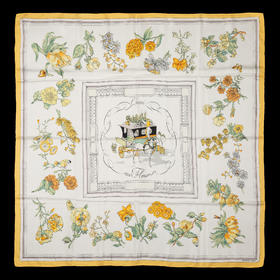 独角鹿西洋古董法国品牌Hugo Grygkar设计《花街》主题方形丝巾