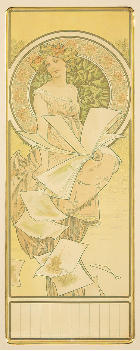 独角鹿西洋古董法国出品穆夏创作设计稀有版画《香槟日历》珍藏版 商品图1