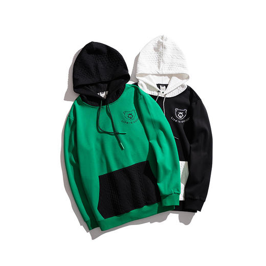 【新款DMH】大依优型大码男装胖子新品国潮刺绣发泡印花宽松袋鼠兜帽衫卫衣连帽 商品图4