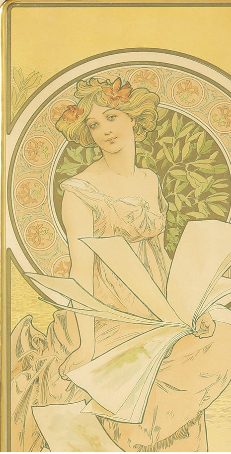 独角鹿西洋古董法国出品穆夏创作设计稀有版画《香槟日历》珍藏版 商品图2