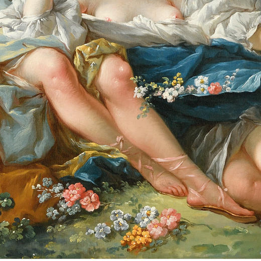 独角鹿西洋古董弗朗索瓦·布歇布面油画《花神芙洛拉与侍女》 商品图2