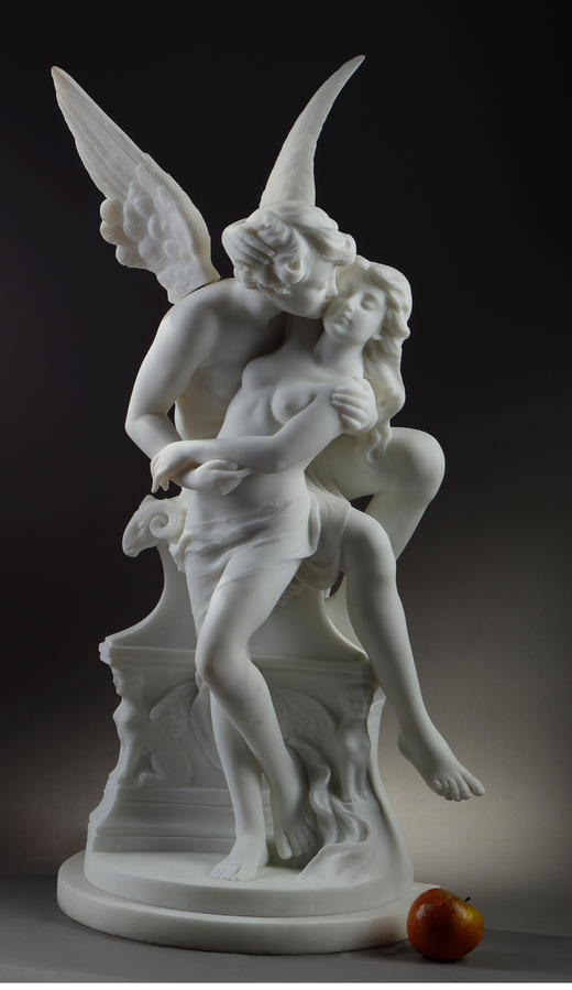 独角鹿西洋古董意大利雕塑家大理石人物雕塑《丘比特与普绪克》 商品图1