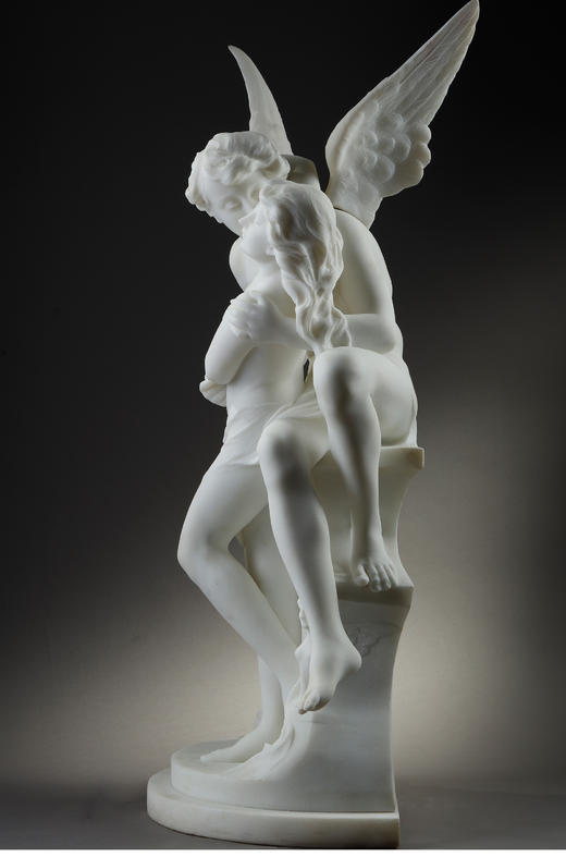 独角鹿西洋古董意大利雕塑家大理石人物雕塑《丘比特与普绪克》 商品图3