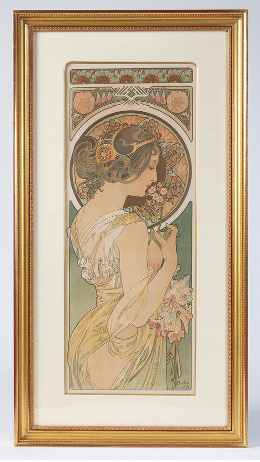 独角鹿西洋古董穆夏原版版画报春花 La Primevere与羽毛 La Plume 商品图2