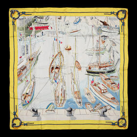 独角鹿西洋古董法国奢侈品牌BELLE ILE LE PORT美丽港口方形丝巾