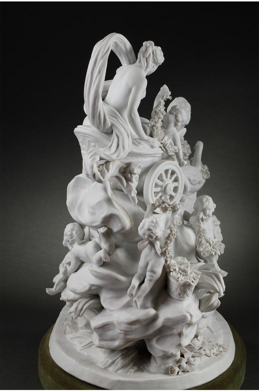 独角鹿西洋古董法国Samson瓷窑素胎瓷群雕塑维纳斯携小天使与侍女 商品图3
