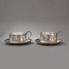 独角鹿西洋古董银器工坊BOULANGER纯银浮雕热奶巧克力杯碟一对 商品缩略图0