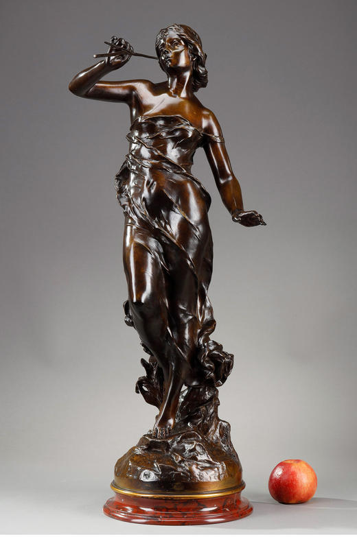 独角鹿西洋古董法国J. CAUSSE签名新艺术风格青铜雕塑《名望》 商品图1