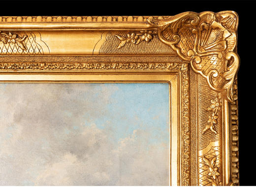 独角鹿西洋古董法国巴比松画派Pierre Ballue签名风景布面油画 商品图1