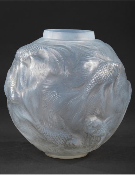 独角鹿西洋古董摆件法国LALIQUE莱俪FORMOSE锦鲤款欧泊水晶花瓶 商品图2