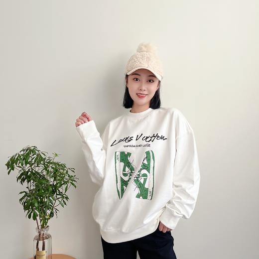 2022秋冬季新款潮牌经典鞋字母印花潮流男女情侣套头卫衣休闲宽松 商品图0