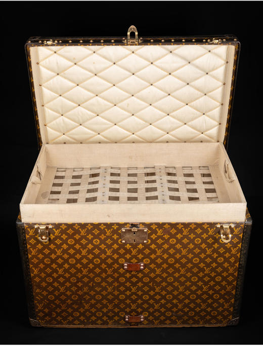 独角鹿西洋古董奢侈品牌Monogram经典老花款黑色皮革饰边方形帽箱 商品图2