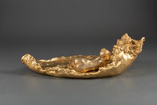 独角鹿西洋古董摆件新艺术时期Auguste Ledru铜鎏金油墨盘墨水台 商品图4