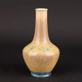 独角鹿西洋古董1920年法国御窑塞弗尔工坊出品冰蓝色水晶釉花瓶