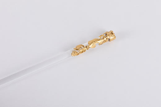 独角鹿西洋古董1880-1920年代法国出品铜鎏金镶嵌透明水晶蘸水笔 商品图2