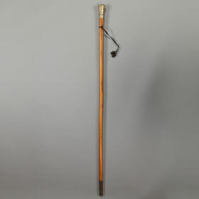 独角鹿西洋古董18世纪法国摄政时期纯银镀金杖柄白藤杖身古董手杖