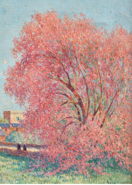 独角鹿西洋古董F.du.Puigaudeau签名油画作品《繁花盛开的柽柳》 商品图3