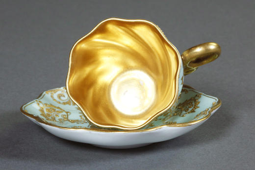 独角鹿西洋古董1880年代英国出品COALPORT出品绿色杯碟下午茶杯碟 商品图1