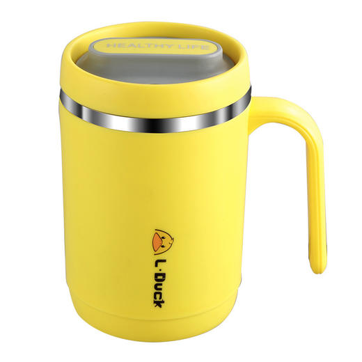 「三色可选！黄鸭款马克杯」创意马克杯颜值带盖304不锈钢黄鸭水杯学生办公咖啡杯水杯餐饮用具 商品图4