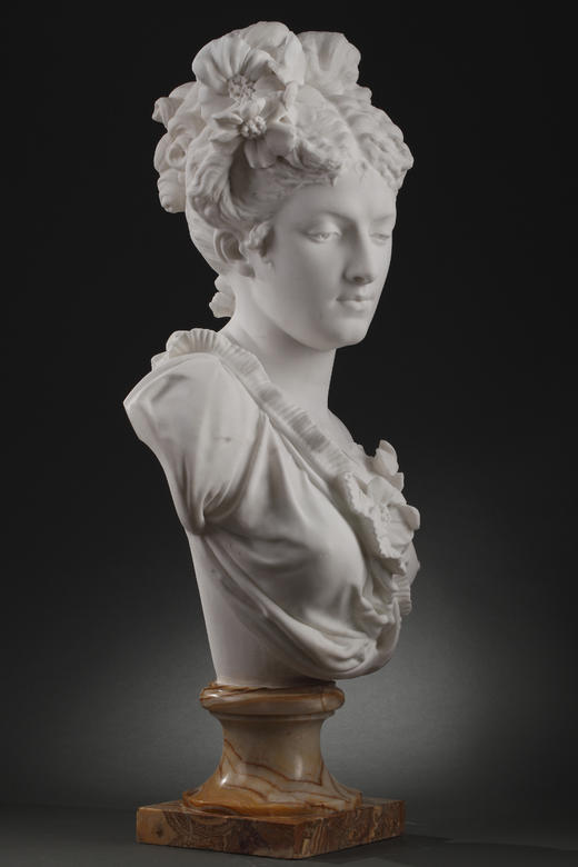 独角鹿西洋古董雕塑法国《罗马女神弗洛拉》卡拉拉大理石玛瑙底座 商品图2