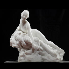 独角鹿西洋古董雕塑法国著名雕塑家作品卡拉拉大理石雕塑《寓言》