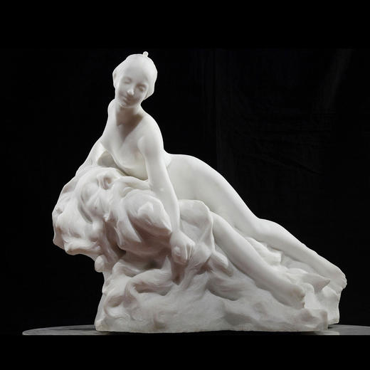 独角鹿西洋古董雕塑法国著名雕塑家作品卡拉拉大理石雕塑《寓言》 商品图0