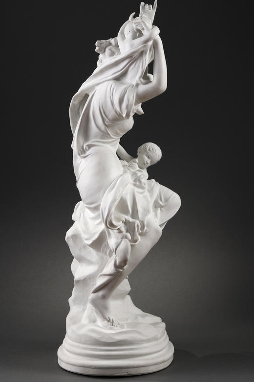 独角鹿西洋古董Carrier Belleuse素胎瓷雕塑被丘比特包围水泽仙女 商品图2