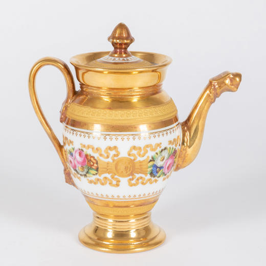 独角鹿西洋古董欧洲出品铜鎏金瓷器花卉主题下午茶双人茶具套件 商品图4