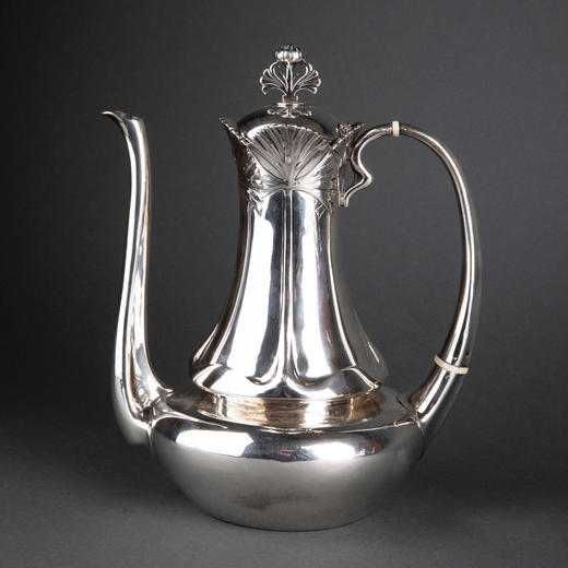 独角鹿西洋古董银器1900年代法国新艺术时期出品银制茶具套件 商品图1
