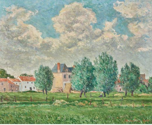 独角鹿西洋古董画家Maufra签名油画作品La Martinière小镇风光 商品图1