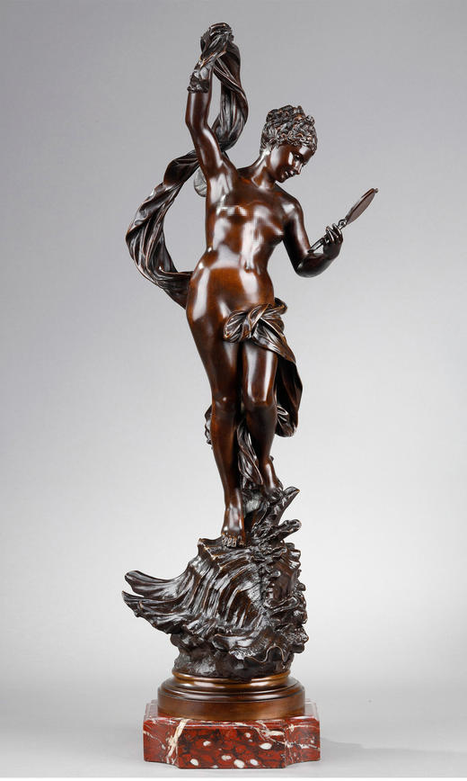 独角鹿西洋古董意大利裔法国雕塑家MADRASSI签名青铜雕塑普绪克 商品图2