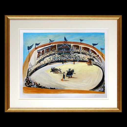 独角鹿西洋古董艺术大师毕加索创作彩色凹版蚀刻版画作品《斗牛》 商品图0