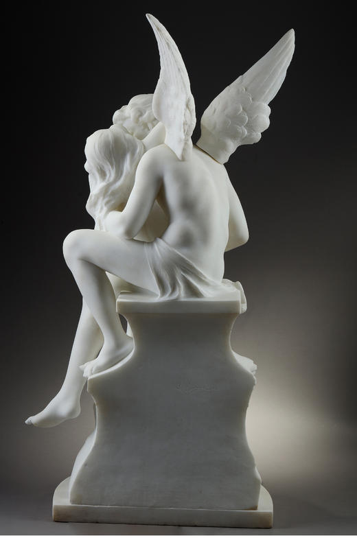 独角鹿西洋古董意大利雕塑家大理石人物雕塑《丘比特与普绪克》 商品图4