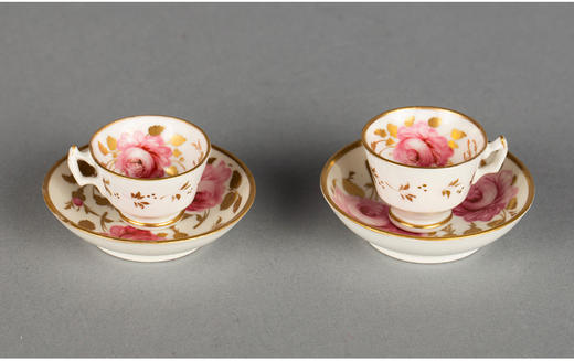 独角鹿西洋古董英国描金花卉图案微缩瓷器茶具托盘套装七件套 商品图3