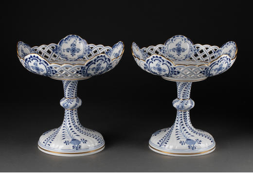 独角鹿西洋古董德国梅森瓷器蓝洋葱系列手绘描金餐桌瓷器套装 商品图3