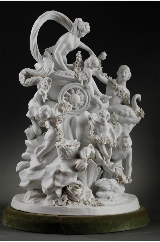 独角鹿西洋古董法国Samson瓷窑素胎瓷群雕塑维纳斯携小天使与侍女 商品图2
