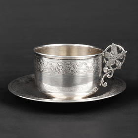 国内现货独角鹿西洋古董银器路易十六风格纯银咖啡杯茶杯早餐杯